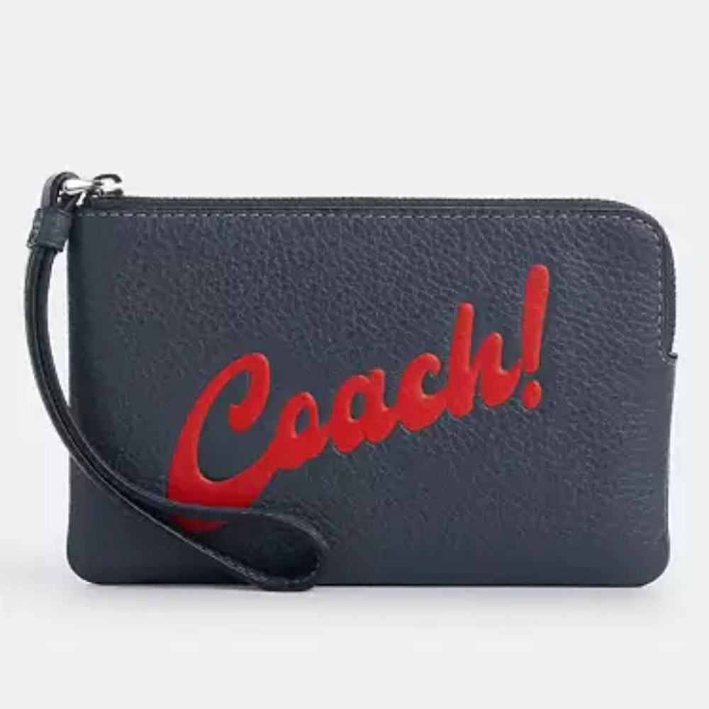 Coach Corner Zip Wristlet With Coach Graphic nwt in packaging